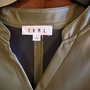 THML Sage Faux Leather Blouse